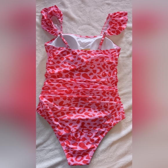 SOLD-NWT - Size S - Hilinker Pink Leopard Print One Piece Swimsuit - Picture 10 of 10